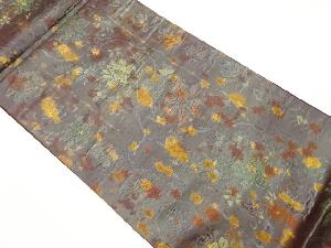 縞に花唐草模様織出し袋帯